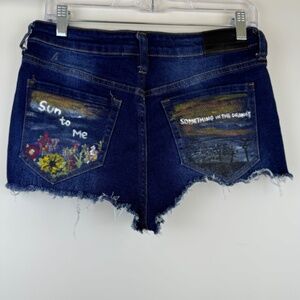 IT Helena High Rise Cut Off Denim Shorts Custom Painted Zach Bryan / Size 6